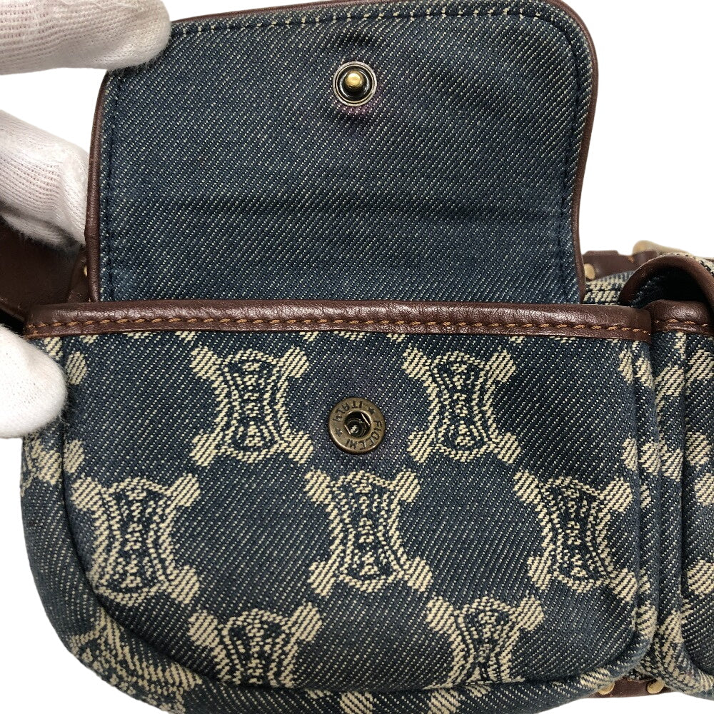 CELINE Sling bag Denim, Leather blue Waist pouch Macadam Triomphe Women Used
