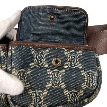 CELINE Sling bag Denim, Leather blue Waist pouch Macadam Triomphe Women Used