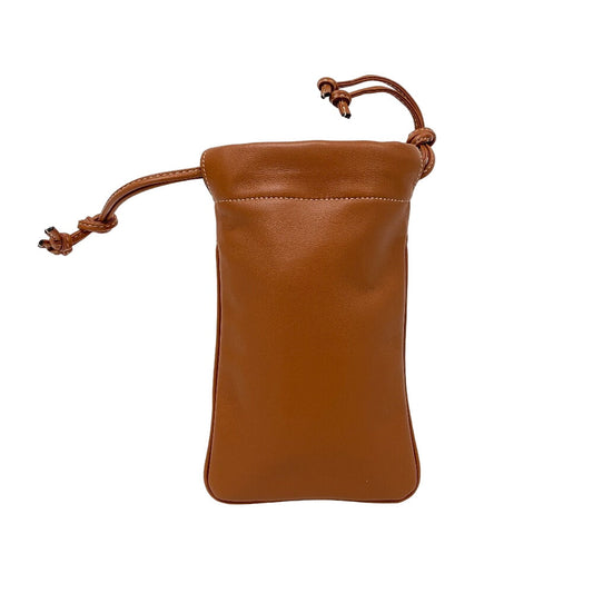CELINE Mobile phones and smartphone accessories leather Brown phone pouch Triomphe Drawstring Women Used