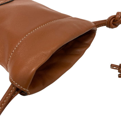 CELINE Mobile phones and smartphone accessories leather Brown phone pouch Triomphe Drawstring Women Used