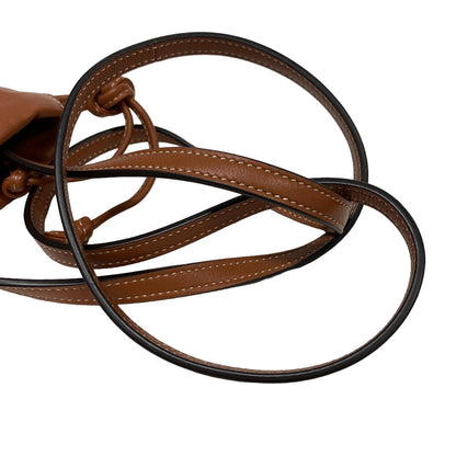 CELINE Mobile phones and smartphone accessories leather Brown phone pouch Triomphe Drawstring Women Used