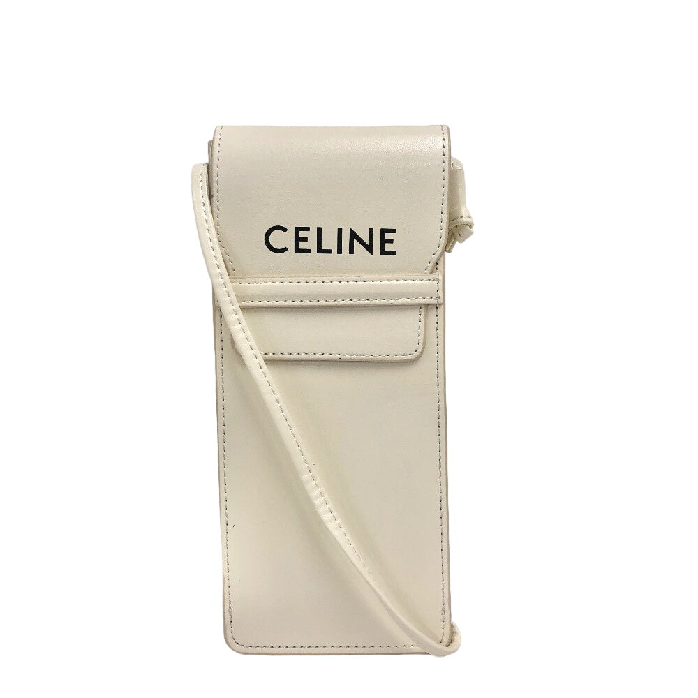 CELINE Pouch leather white Shoulder pouch Women Used