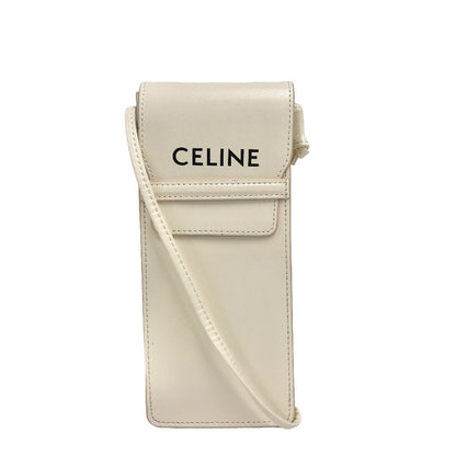 CELINE Pouch leather white Shoulder pouch Women Used