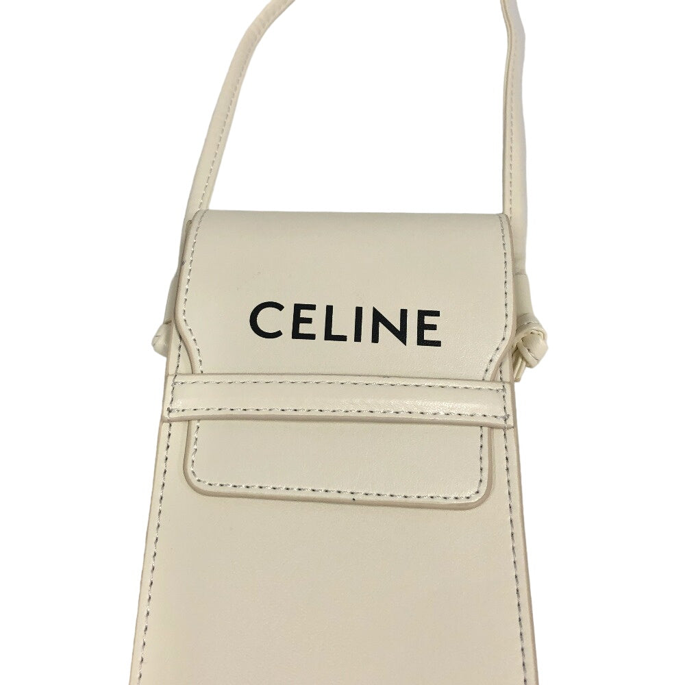 CELINE Pouch leather white Shoulder pouch Women Used
