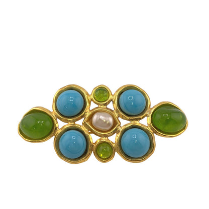 CHANEL Brooch Gold Plated, Faux Pearl, Color Stone multicolor 93P Gripoa Women New