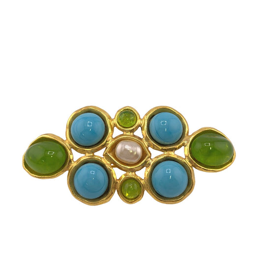 CHANEL Brooch Gold Plated, Faux Pearl, Color Stone multicolor 93P Gripoa Women New