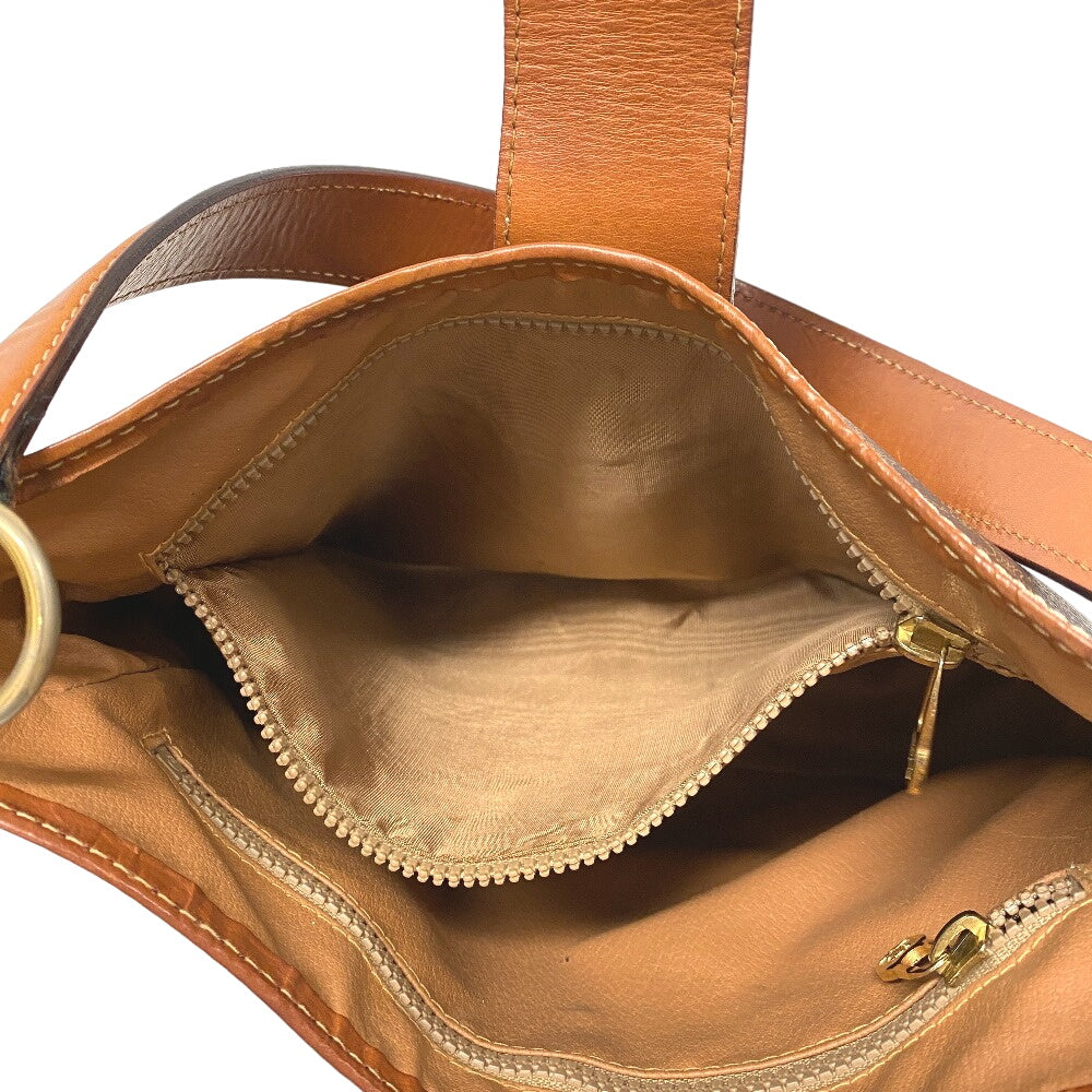 CELINE Shoulder Bag leather Brown Macadam Gancini Women Used