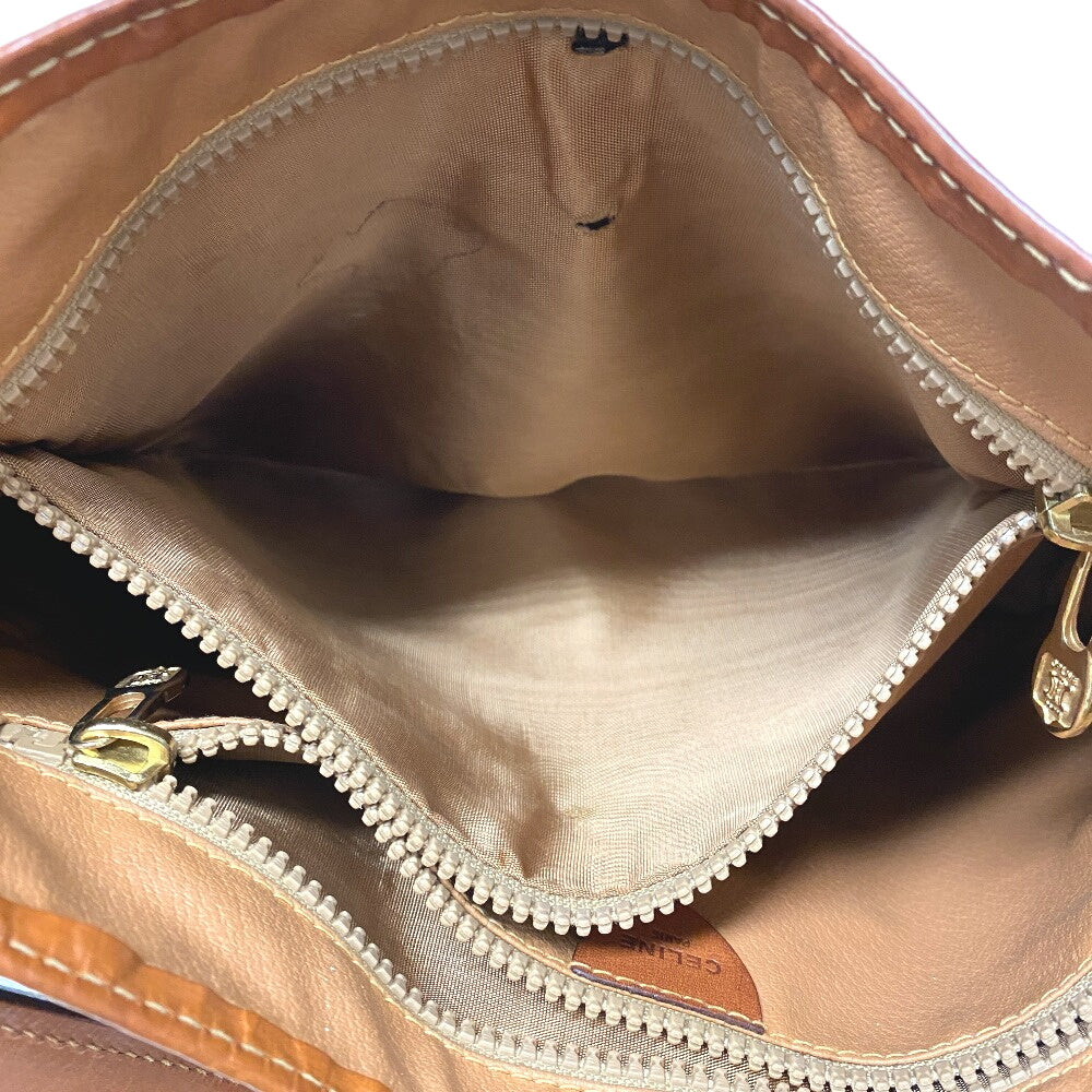 CELINE Shoulder Bag leather Brown Macadam Gancini Women Used