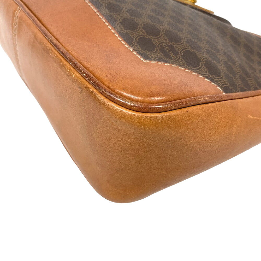 CELINE Shoulder Bag leather Brown Macadam Gancini Women Used