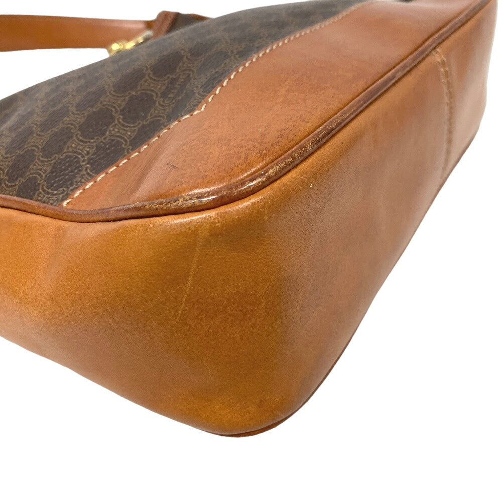 CELINE Shoulder Bag leather Brown Macadam Gancini Women Used