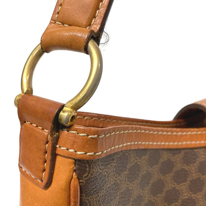 CELINE Shoulder Bag leather Brown Macadam Gancini Women Used