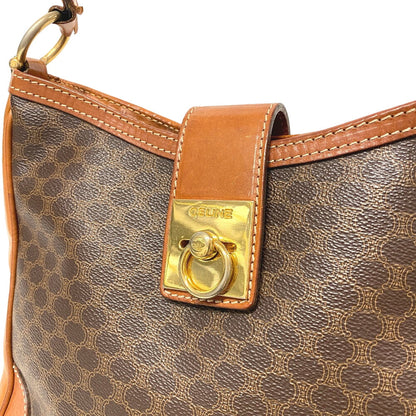 CELINE Shoulder Bag leather Brown Macadam Gancini Women Used