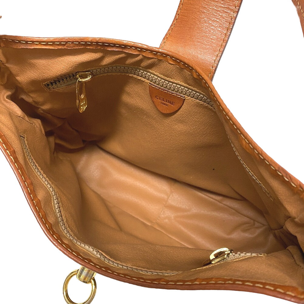 CELINE Shoulder Bag leather Brown Macadam Gancini Women Used