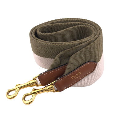 CELINE Shoulder strap Canvas, Leather khaki Women Secondhand