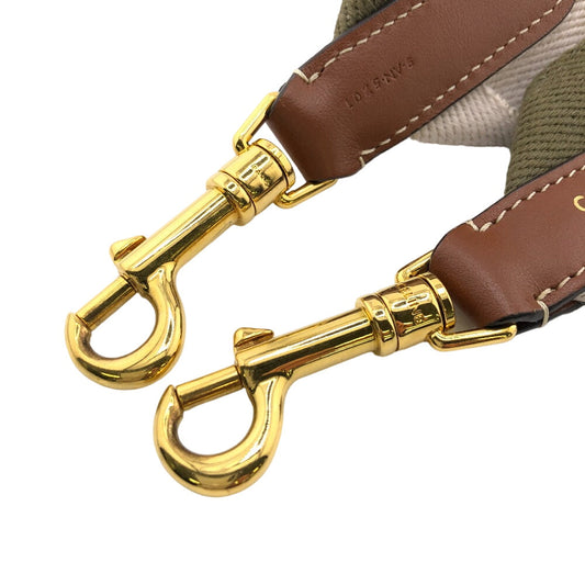 CELINE Shoulder strap Canvas, Leather khaki Women Secondhand