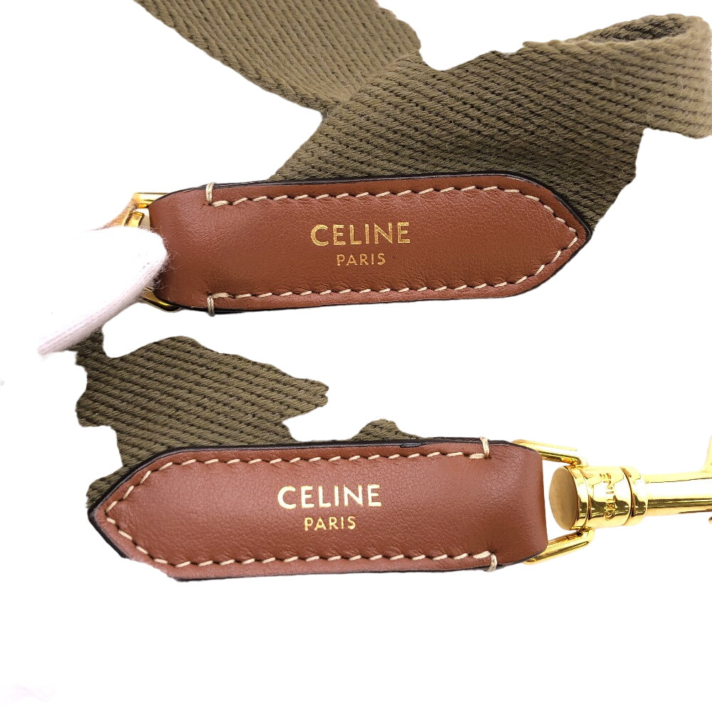 CELINE Shoulder strap Canvas, Leather khaki Women Secondhand