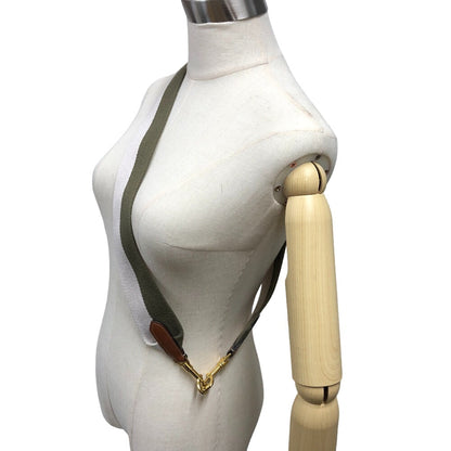 CELINE Shoulder strap Canvas, Leather khaki Women Secondhand