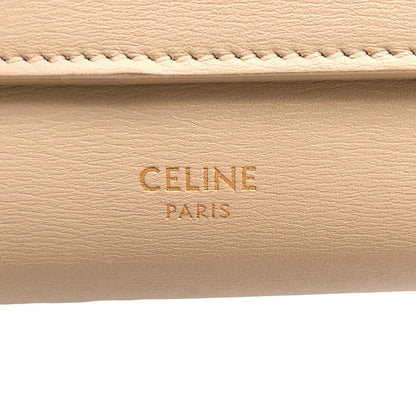 CELINE Tri-fold wallet leather beige Compact wallet Small trifold Women Used