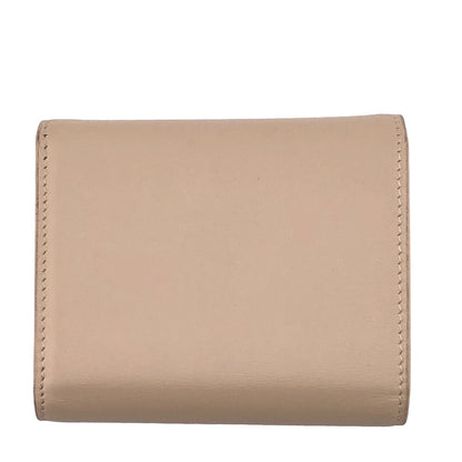 CELINE Tri-fold wallet leather beige Compact wallet Small trifold Women Used