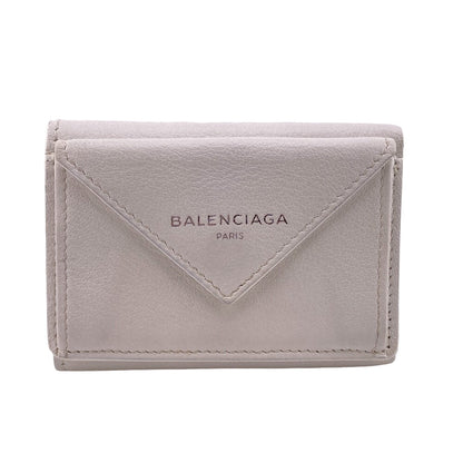 BALENCIAGA Tri-fold wallet 391446 leather white Compact wallet Paper mini Women