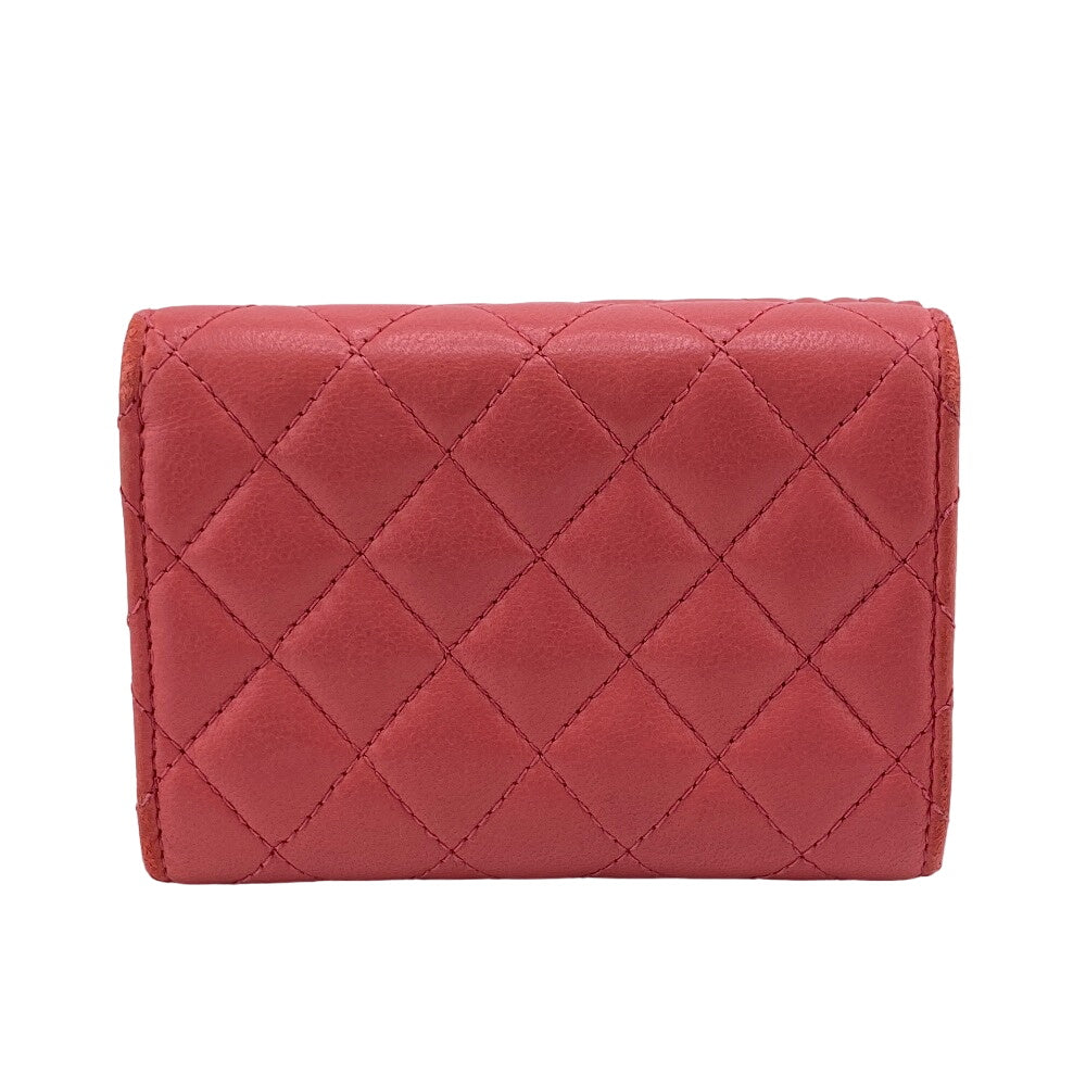 CHANEL Tri-fold wallet lambskin pink COCO Mark Boy chanel Women