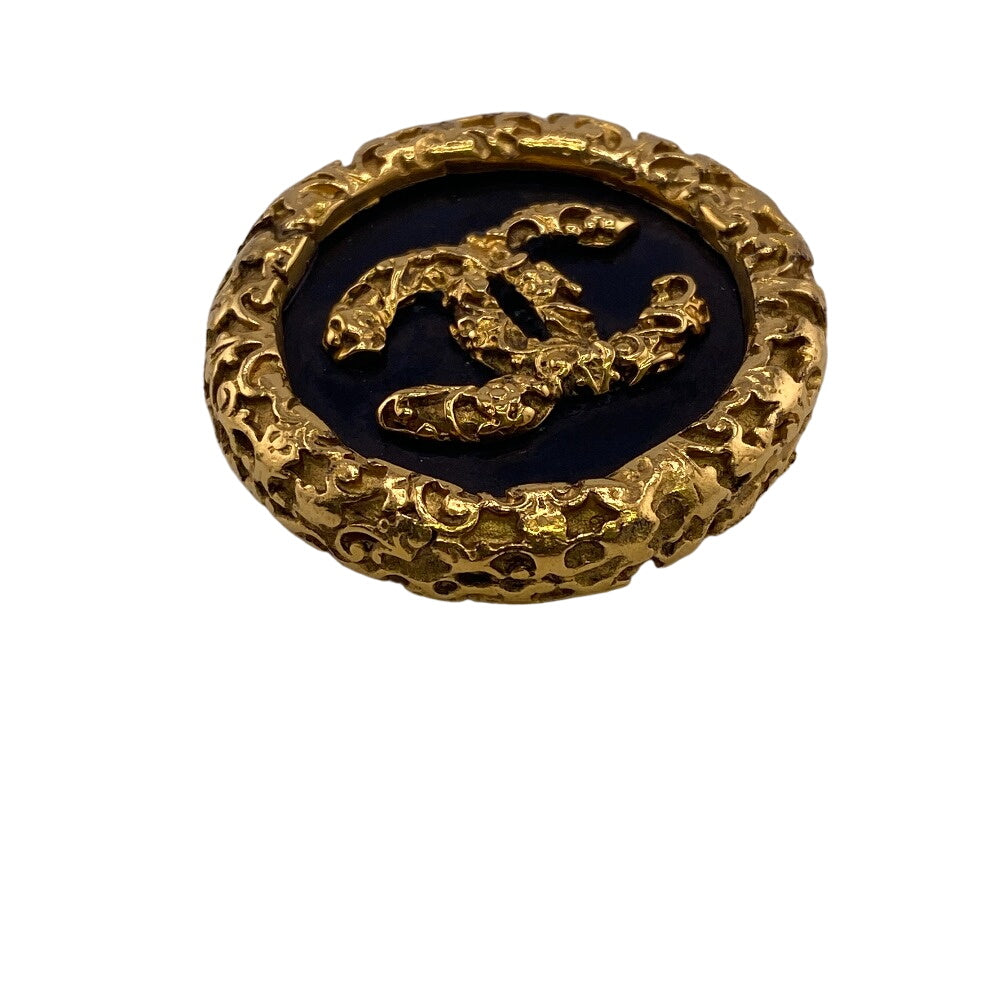 CHANEL Brooch Gold Plated black COCO Mark