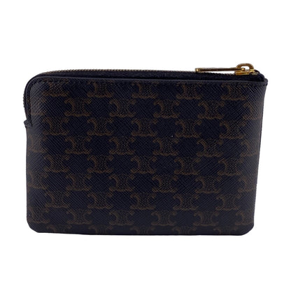 CELINE Coin case leather Brown logo Triomphe Women Secondhand