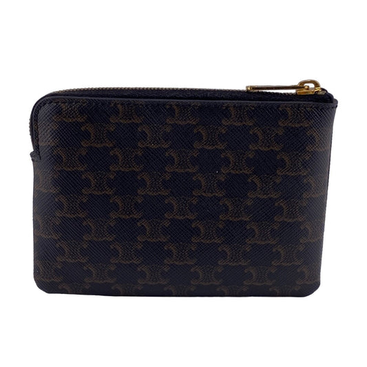 CELINE Coin case leather Brown logo Triomphe Women Secondhand