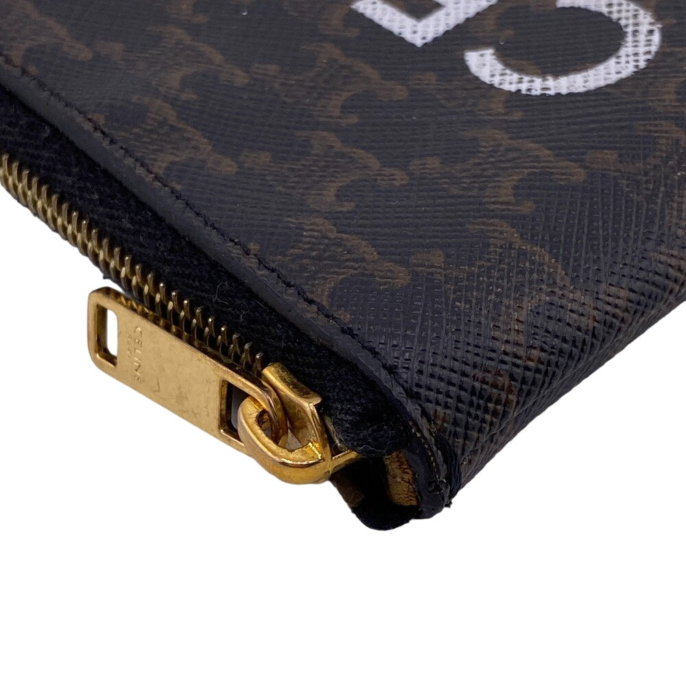 CELINE Coin case leather Brown logo Triomphe Women Secondhand