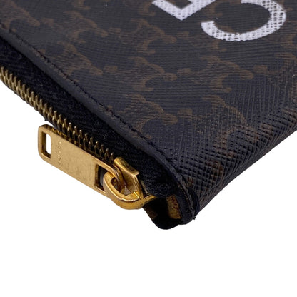 CELINE Coin case leather Brown logo Triomphe Women Secondhand