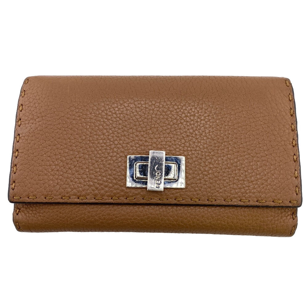 FENDI Long Wallet Purse 8M0308 leather Brown Celeria Peekaboo Women