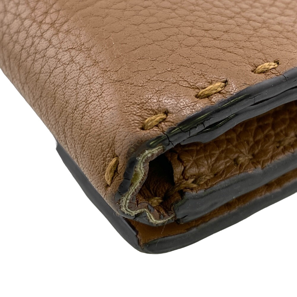 FENDI Long Wallet Purse 8M0308 leather Brown Celeria Peekaboo Women