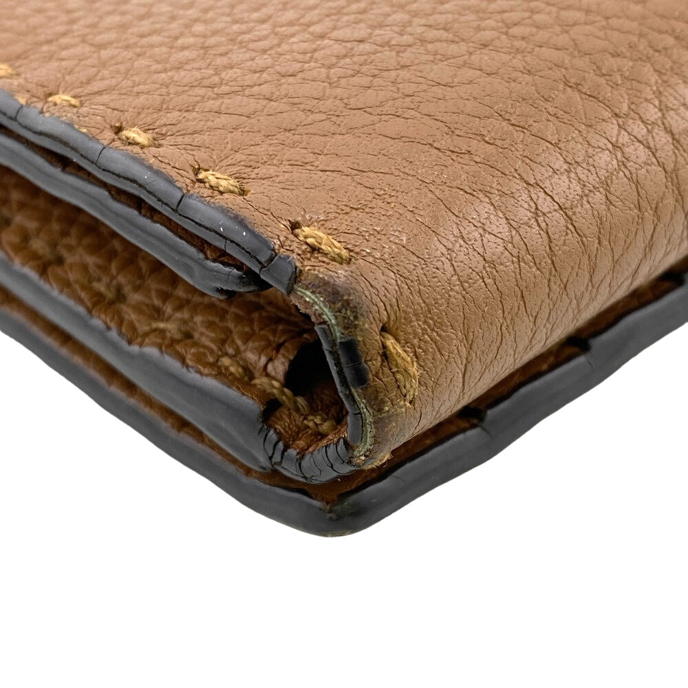 FENDI Long Wallet Purse 8M0308 leather Brown Celeria Peekaboo Women