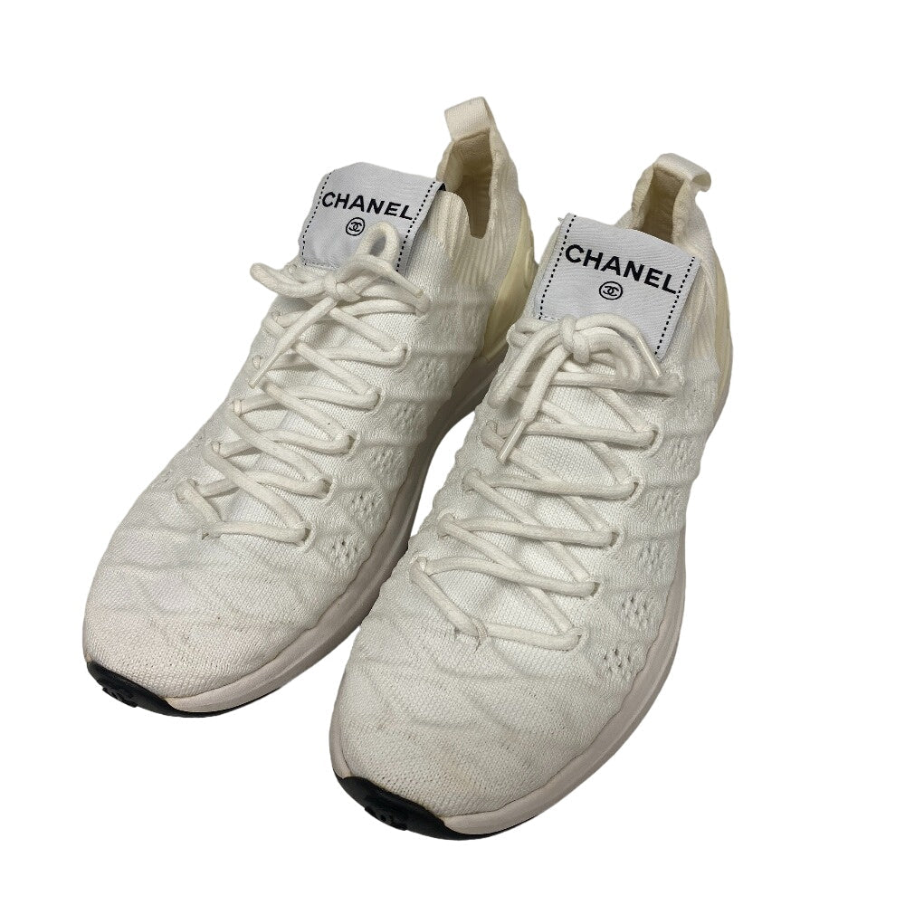 CHANEL sneakers G35549 knit white 37