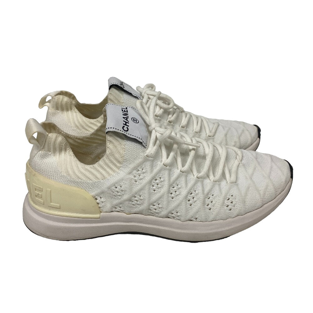 CHANEL sneakers G35549 knit white 37