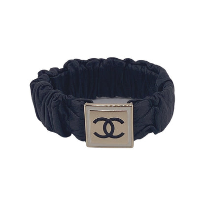 CHANEL hair accessory leather black COCO Mark