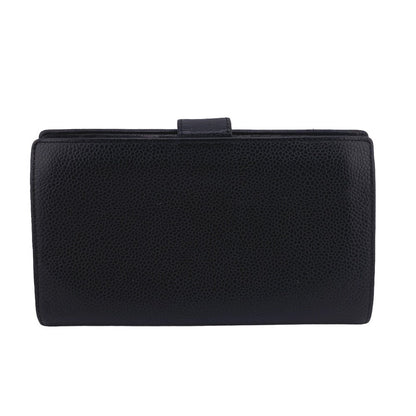CHANEL Long Wallet Purse Caviar skin black COCO Mark