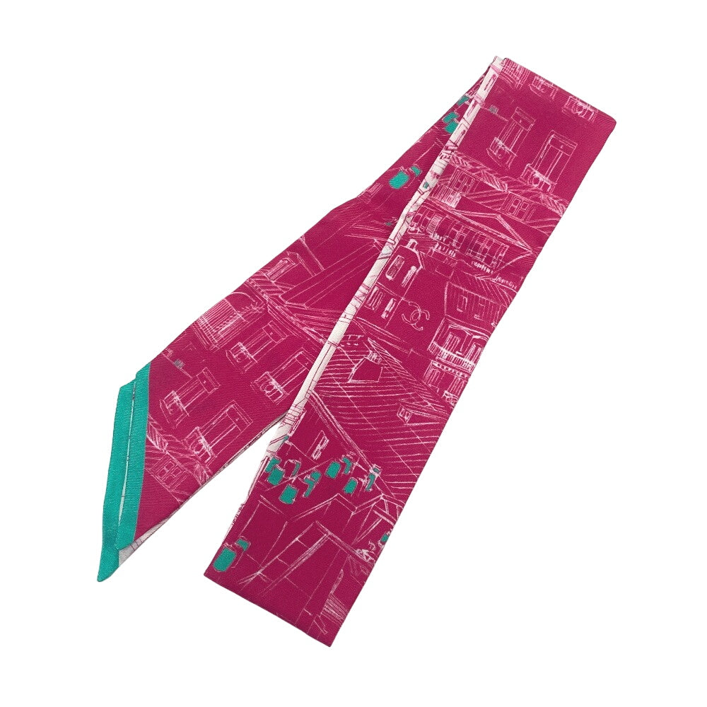 CHANEL scarf silk pink COCO Mark