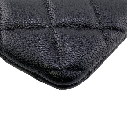 CHANEL Pouch Caviar skin black Matrasse COCO Mark