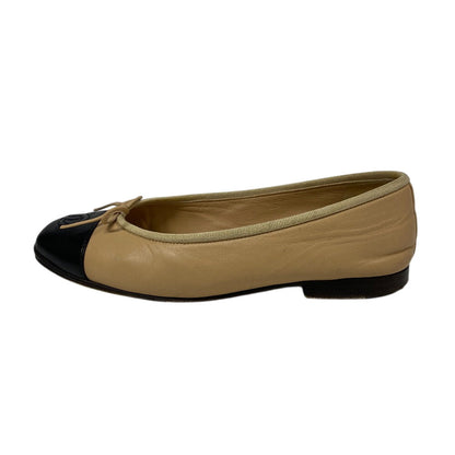 CHANEL pumps leather black COCO Mark Bicolor ribbon 35 Ｃ
