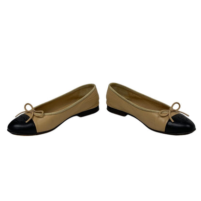 CHANEL pumps leather black COCO Mark Bicolor ribbon 35 Ｃ