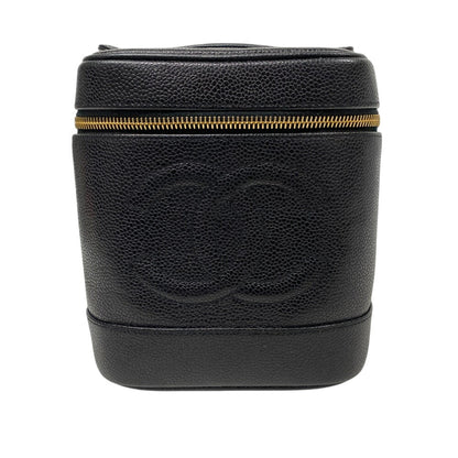 CHANEL Pouch Caviar skin black COCO Mark