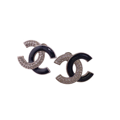 CHANEL Pierce A23K Silver, Rhinestone Silver COCO Mark