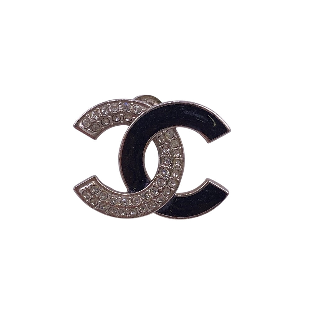 CHANEL Pierce A23K Silver, Rhinestone Silver COCO Mark