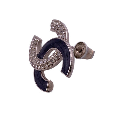 CHANEL Pierce A23K Silver, Rhinestone Silver COCO Mark