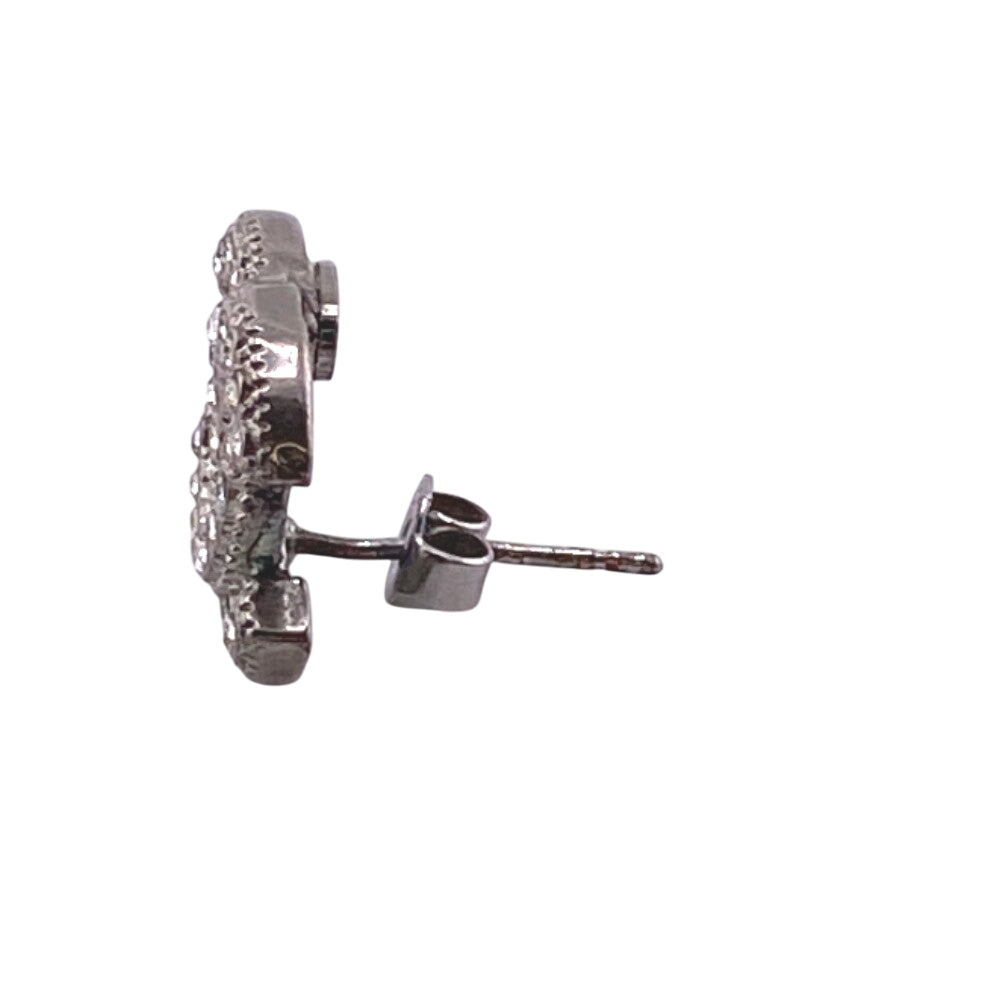 CHANEL Pierce D21A Gold Plated Silver Rhinestone COCO Mark