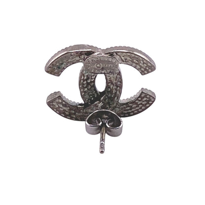 CHANEL Pierce D21A Gold Plated Silver Rhinestone COCO Mark