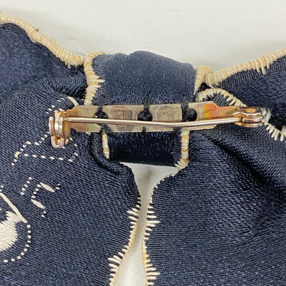 CHANEL Brooch Navy Fabric Ribbon
