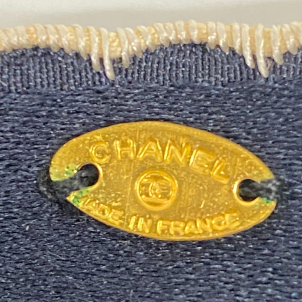 CHANEL Brooch Navy Fabric Ribbon