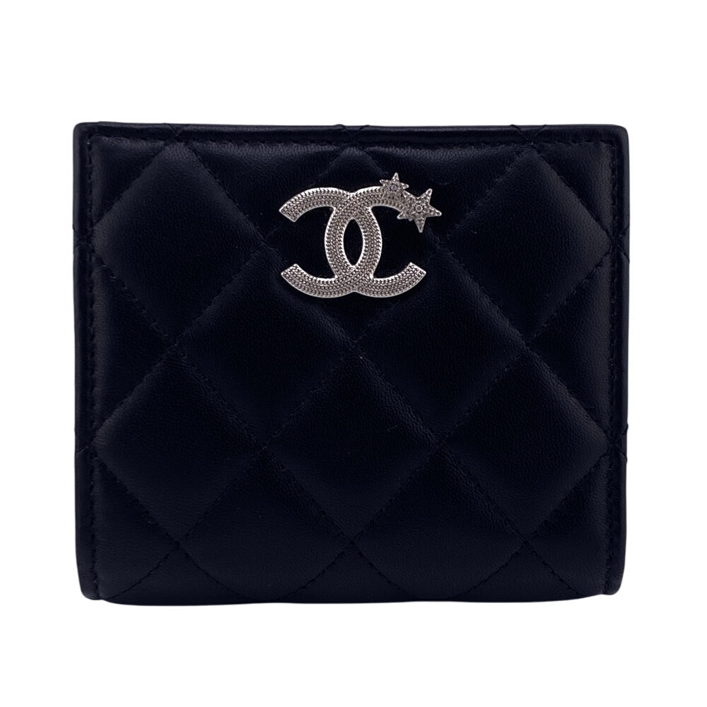CHANEL Bifold Wallet lambskin black lambskin